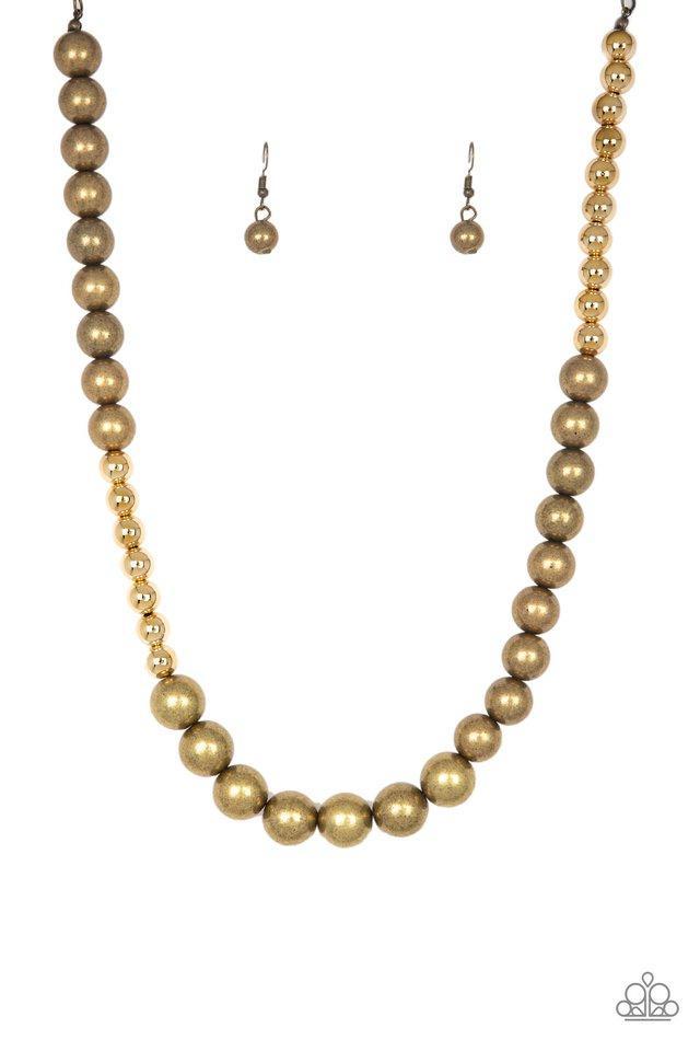 Power To The People Brass Pearl Necklace - Paparazzi Accessories- lightbox - CarasShop.com - Paparazzi Jewelry by Cara Jewels