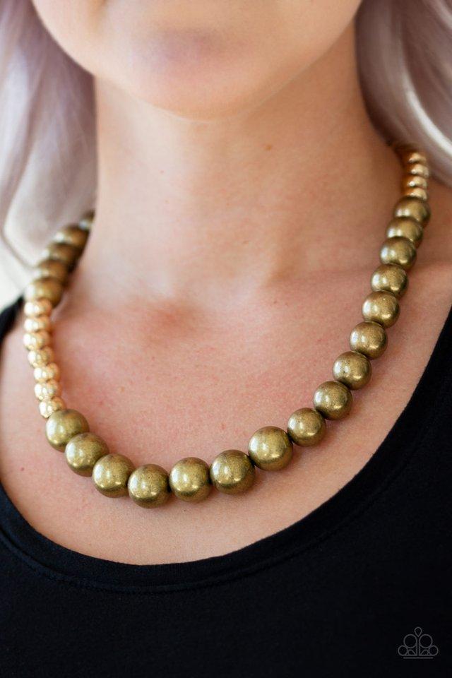 Power To The People Brass Pearl Necklace - Paparazzi Accessories- lightbox - CarasShop.com - Paparazzi Jewelry by Cara Jewels