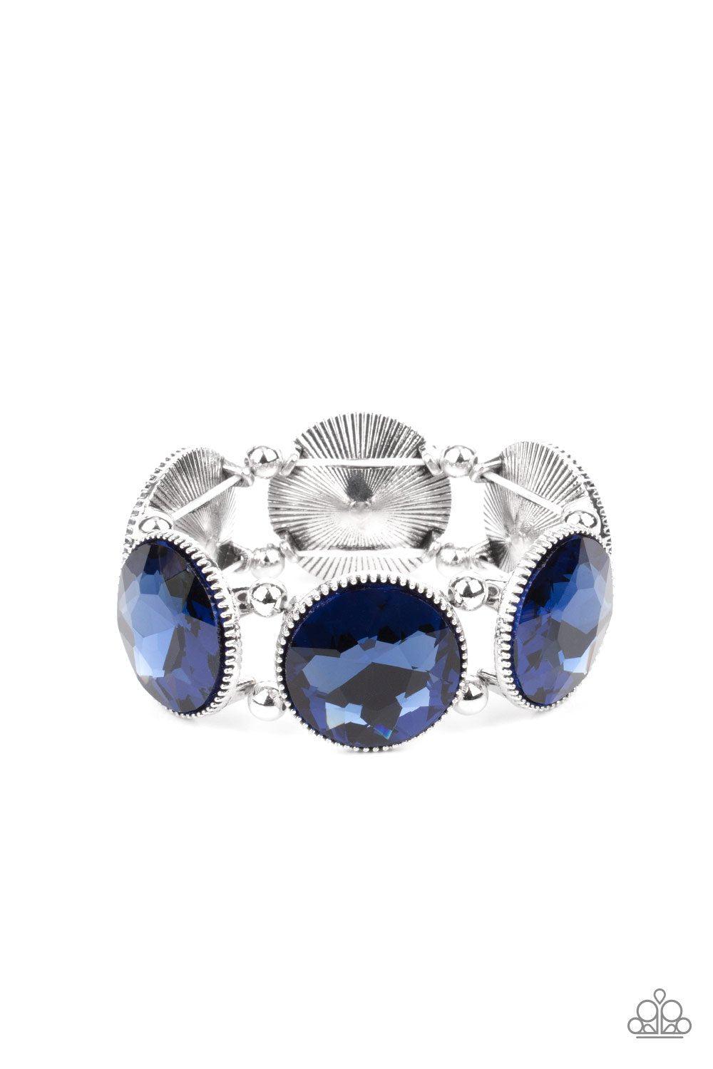 Powerhouse Hustle Blue Rhinestone Bracelet - Paparazzi Accessories- lightbox - CarasShop.com - Paparazzi Jewelry by Cara Jewels