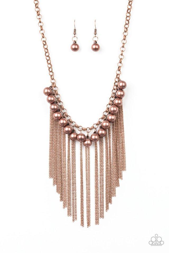 Powerhouse Prowl Copper Fringe Necklace - Paparazzi Accessories- lightbox - CarasShop.com - Paparazzi Jewelry by Cara Jewels