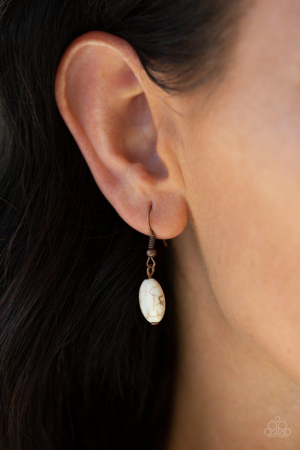 Prairie Goddess Copper and White Stone Necklace - Paparazzi Accessories - free matching earrings -CarasShop.com - Paparazzi Jewelry by Cara Jewels