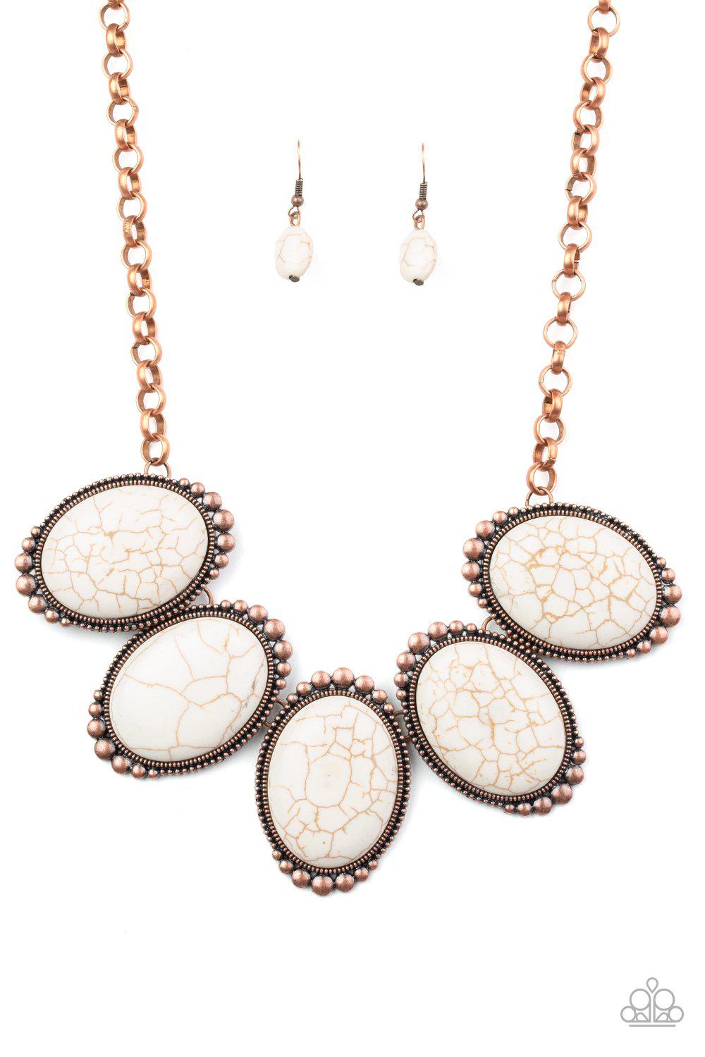 Prairie Goddess Copper and White Stone Necklace - Paparazzi Accessories- lightbox - CarasShop.com - Paparazzi Jewelry by Cara Jewels
