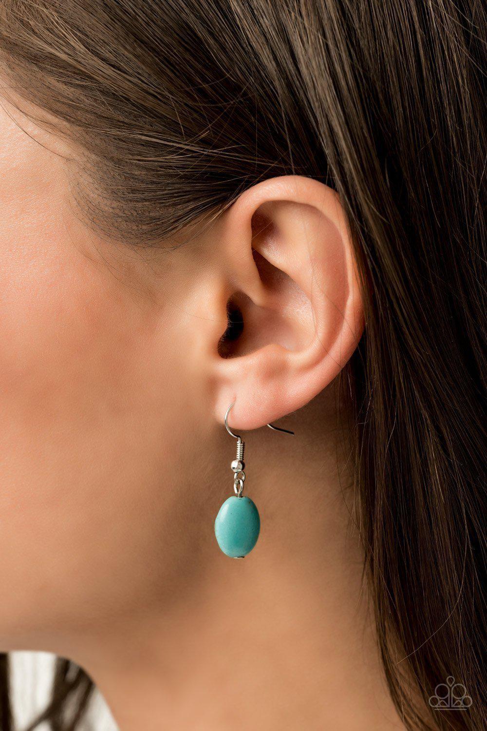 Prairie Goddess Turquoise Blue Stone Necklace - Paparazzi Accessories- on model - CarasShop.com - Paparazzi Jewelry by Cara Jewels