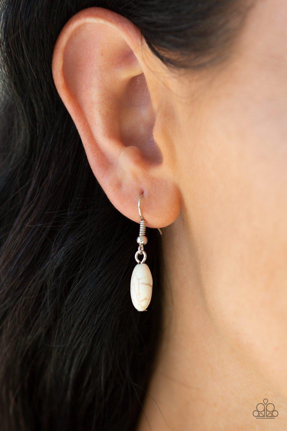 Prairie Goddess White Stone Necklace - Paparazzi Accessories - free matching earrings -CarasShop.com - Paparazzi Jewelry by Cara Jewels