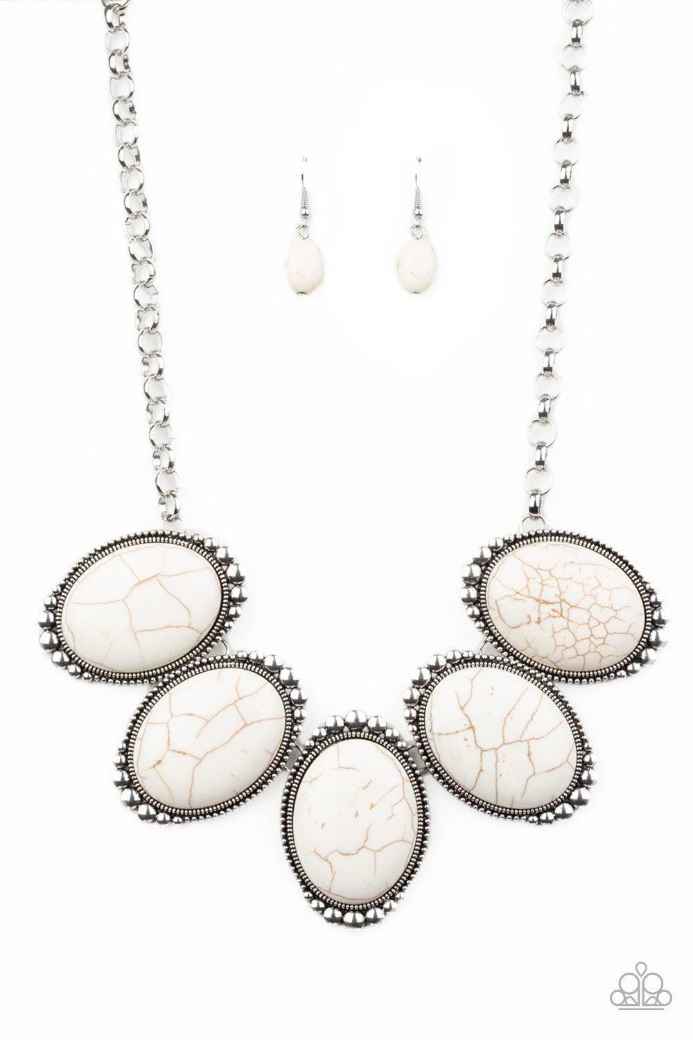 Prairie Goddess White Stone Necklace - Paparazzi Accessories- on model - CarasShop.com - Paparazzi Jewelry by Cara Jewels