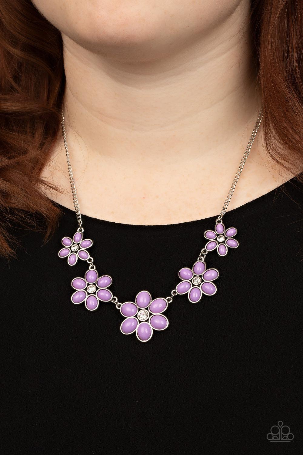 Prairie Party Purple Flower Necklace - Paparazzi Accessories- lightbox - CarasShop.com - Paparazzi Jewelry by Cara Jewels