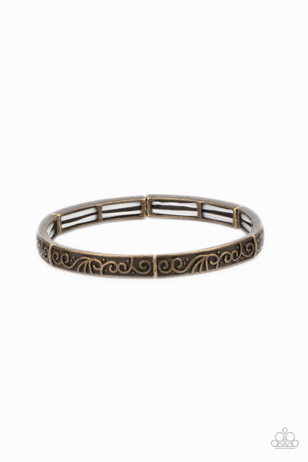 Precisely Petite Brass Bracelet - Paparazzi Accessories- lightbox - CarasShop.com - Paparazzi Jewelry by Cara Jewels