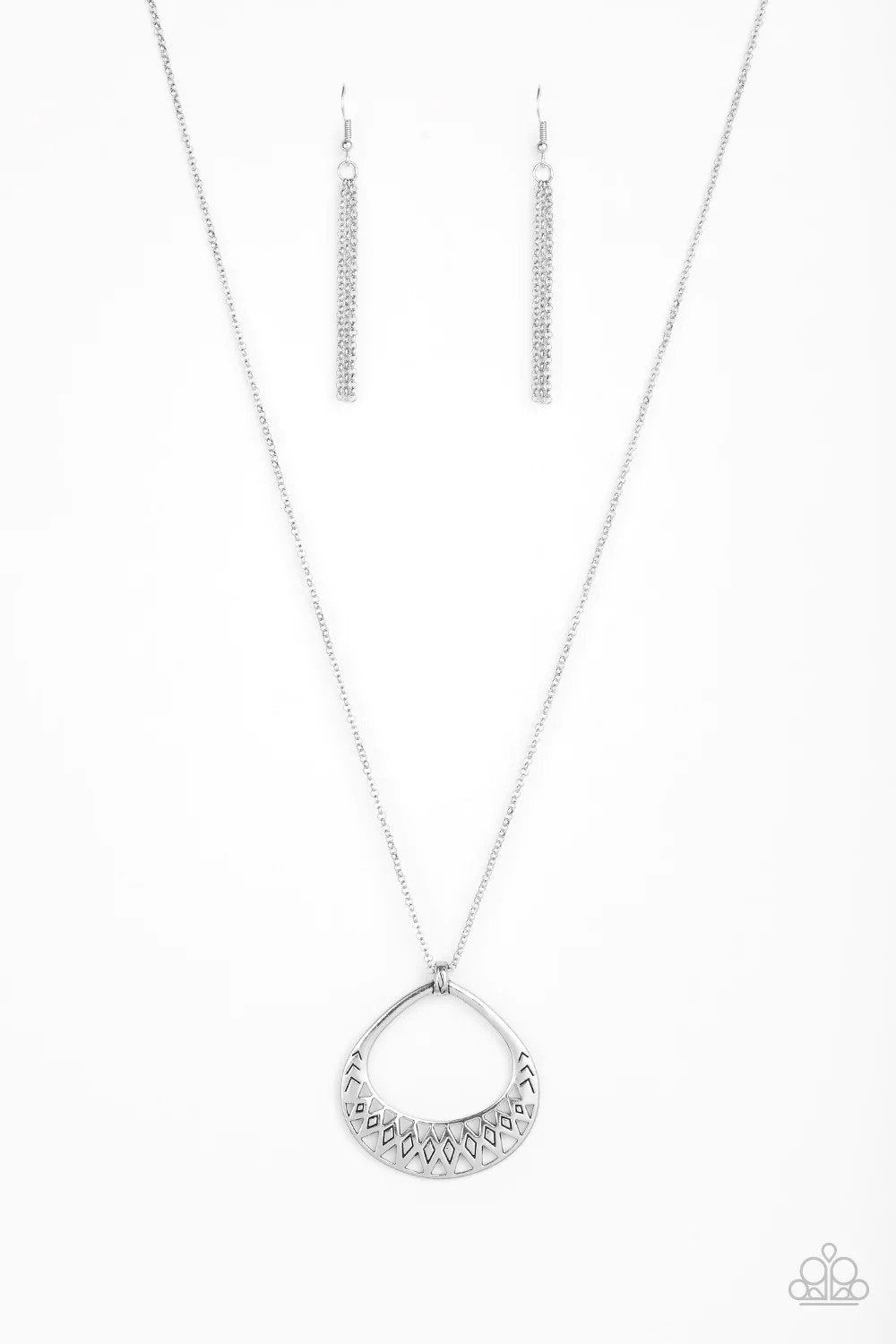 Prehistoric Drama Silver Necklace - Paparazzi Accessories- lightbox - CarasShop.com - Paparazzi Jewelry by Cara Jewels