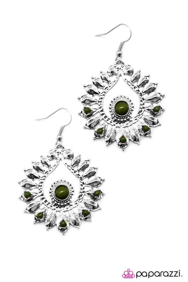 Presented with Pride Green and Silver earrings - Paparazzi Accessories- lightbox - CarasShop.com - Paparazzi Jewelry by Cara Jewels