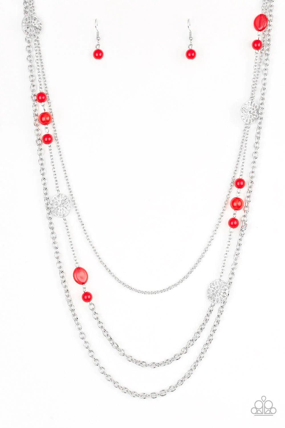 Pretty Pop-Tastic Red Necklace - Paparazzi Accessories- lightbox - CarasShop.com - Paparazzi Jewelry by Cara Jewels
