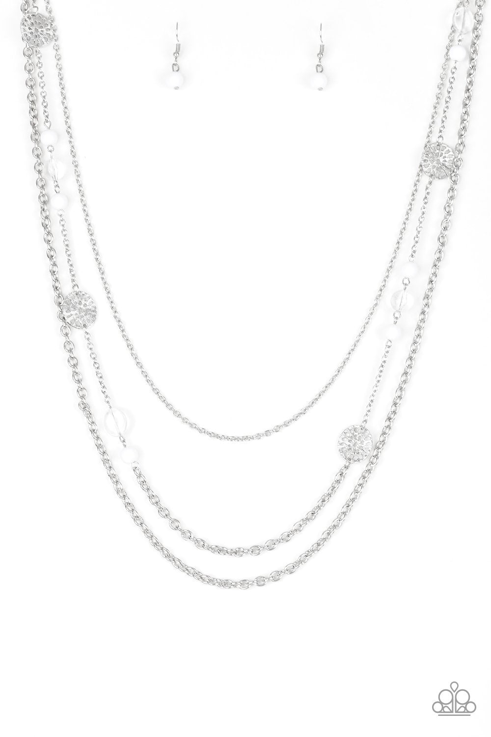 Pretty Pop-tastic Silver and White Necklace - Paparazzi Accessories- lightbox - CarasShop.com - Paparazzi Jewelry by Cara Jewels