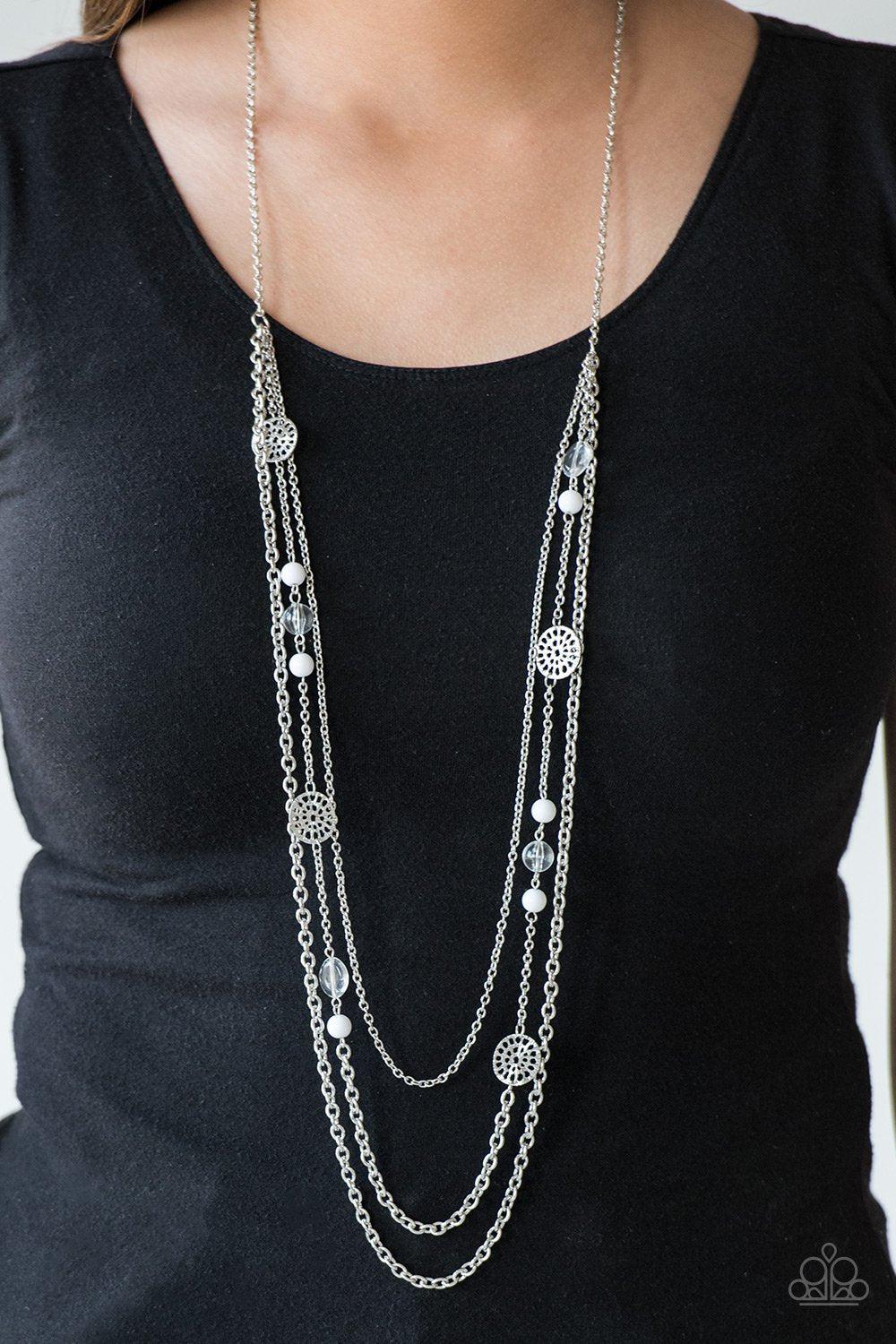 Pretty Pop-tastic Silver and White Necklace - Paparazzi Accessories- lightbox - CarasShop.com - Paparazzi Jewelry by Cara Jewels