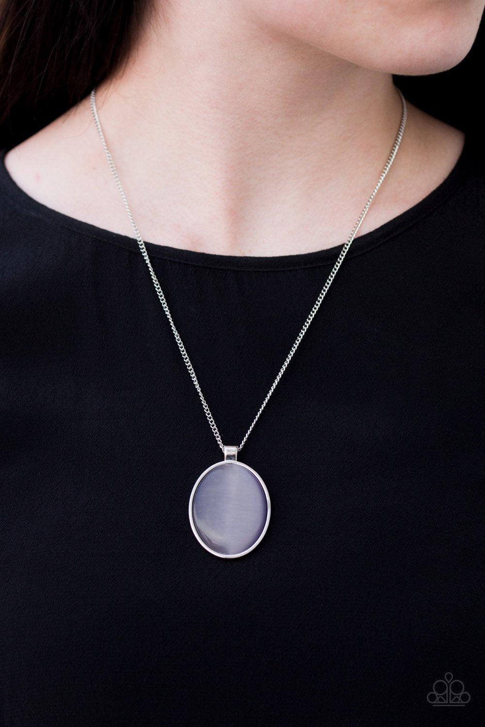 Pretty Poppin' Silver and Purple Moonstone Necklace - Paparazzi Accessories- lightbox - CarasShop.com - Paparazzi Jewelry by Cara Jewels