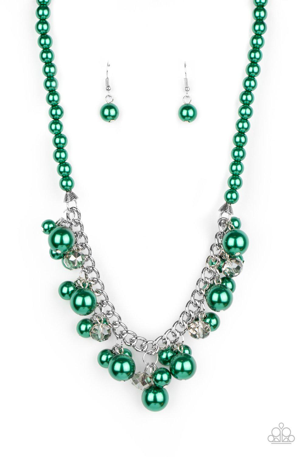 Prim and POLISHED Green Pearl Necklace - Paparazzi Accessories- lightbox - CarasShop.com - Paparazzi Jewelry by Cara Jewels
