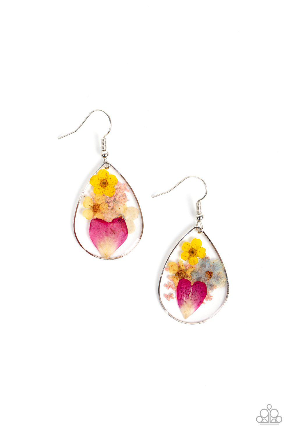 Prim and PRAIRIE Multi Pressed Flower Earrings - Paparazzi Accessories- lightbox - CarasShop.com - Paparazzi Jewelry by Cara Jewels