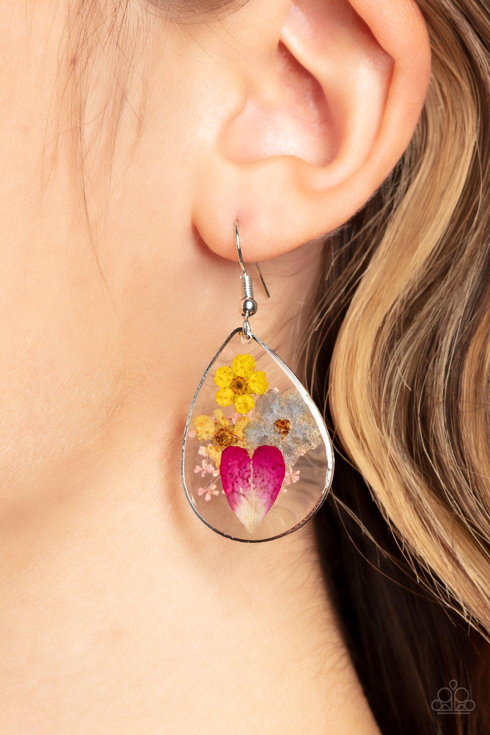 Prim and PRAIRIE Multi Pressed Flower Earrings - Paparazzi Accessories- lightbox - CarasShop.com - Paparazzi Jewelry by Cara Jewels
