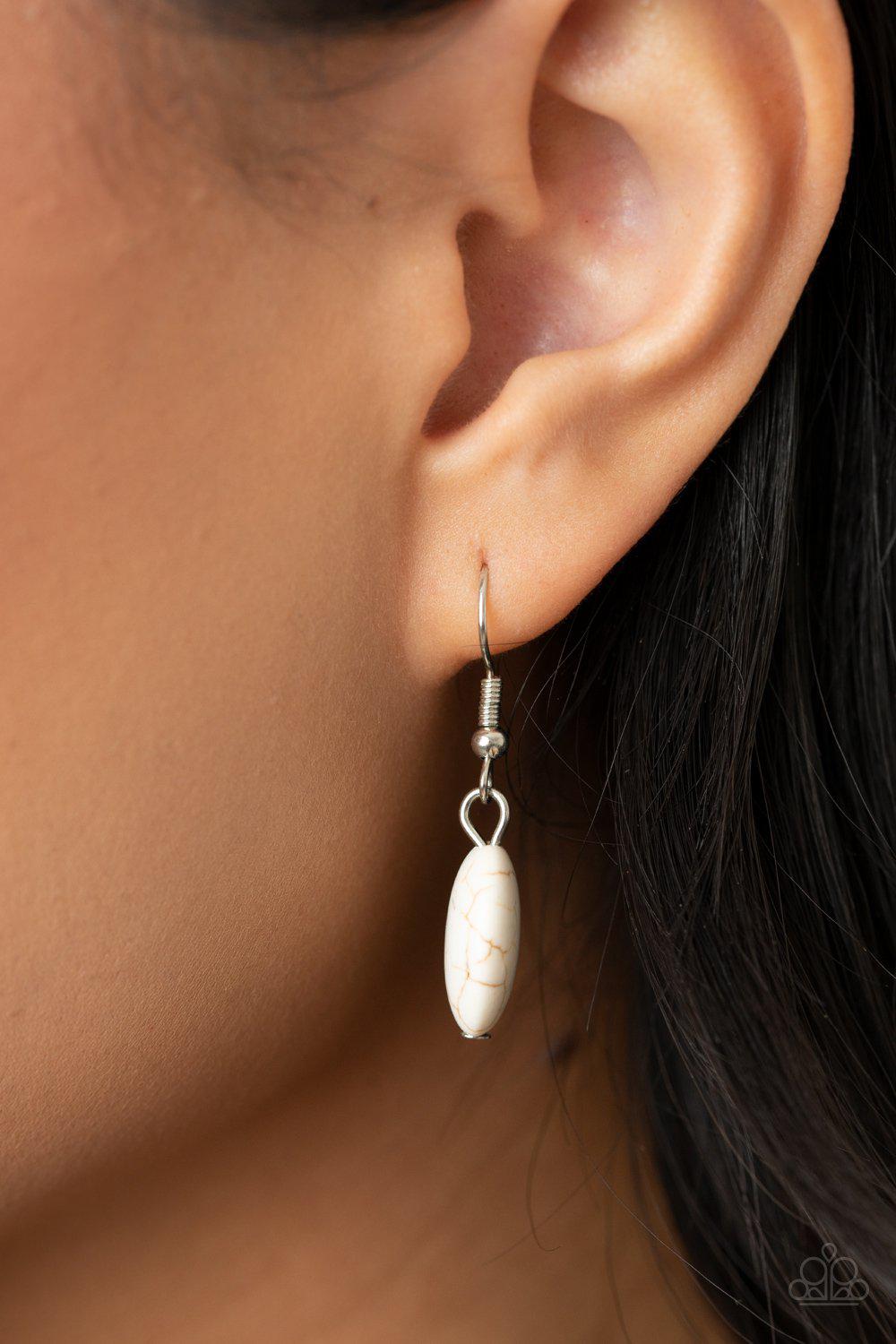 Primitive White Stone Necklace - Paparazzi Accessories - free matching earrings -CarasShop.com - Paparazzi Jewelry by Cara Jewels