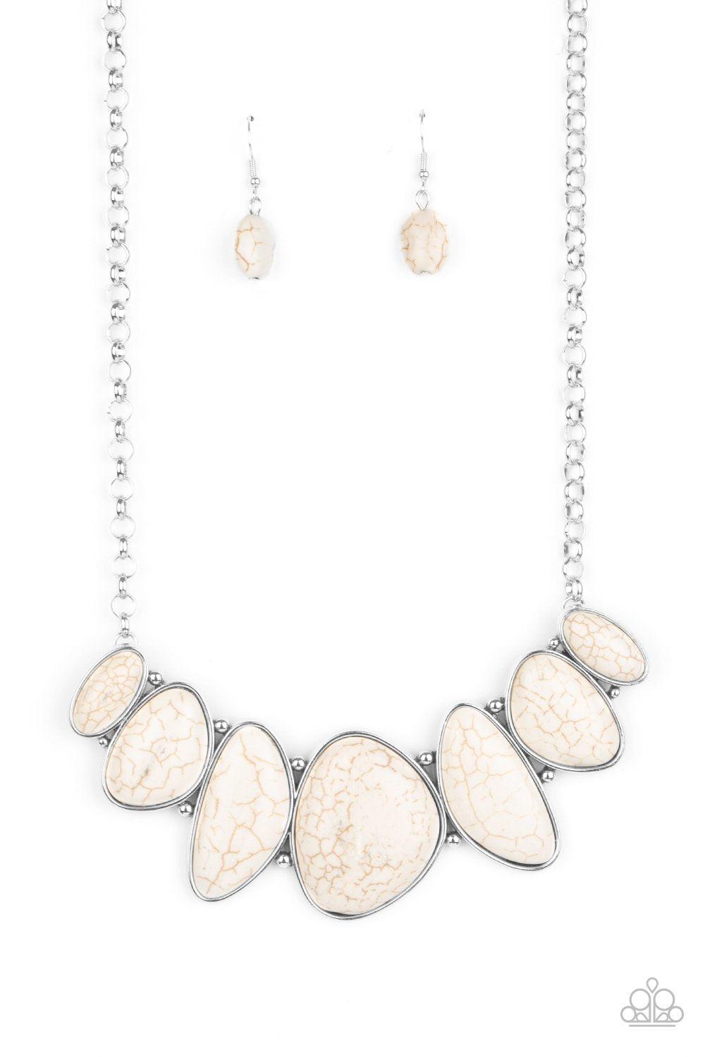 Primitive White Stone Necklace - Paparazzi Accessories- lightbox - CarasShop.com - Paparazzi Jewelry by Cara Jewels