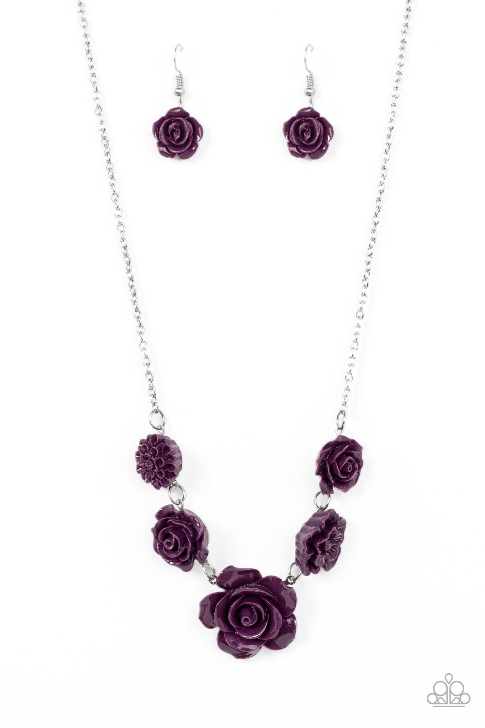 PRIMROSE and Pretty Purple Flower Necklace - Paparazzi Accessories- lightbox - CarasShop.com - Paparazzi Jewelry by Cara Jewels
