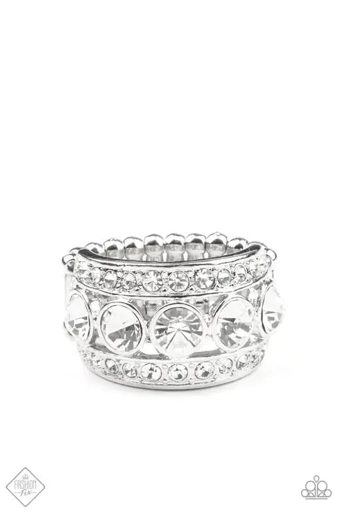 Princess Pedigree White Rhinestone Ring - Paparazzi Accessories- lightbox - CarasShop.com - Paparazzi Jewelry by Cara Jewels