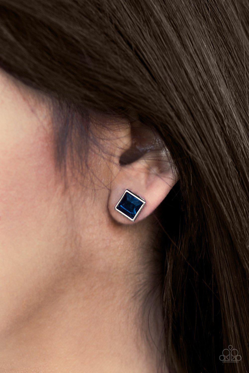 Princess Perfection Sapphire Blue Gem Post Earrings - Paparazzi Accessories- lightbox - CarasShop.com - Paparazzi Jewelry by Cara Jewels