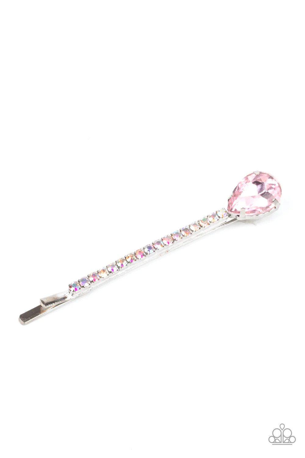 Princess Precision Pink Hair Clip - Paparazzi Accessories- lightbox - CarasShop.com - Paparazzi Jewelry by Cara Jewels