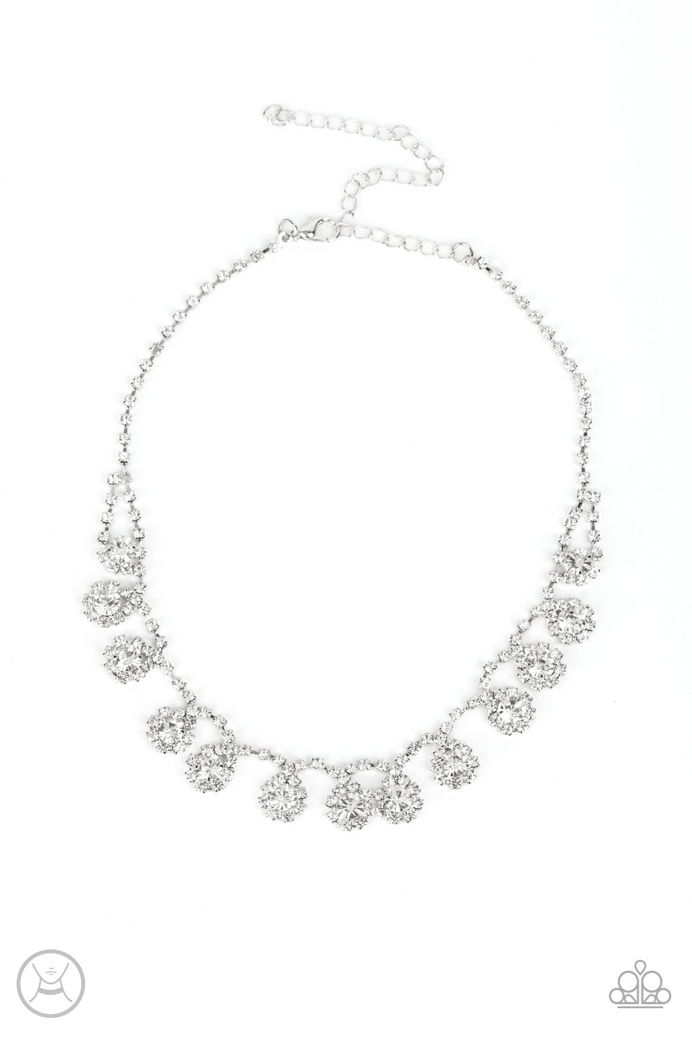 Princess Prominence White Rhinestone Necklace - Paparazzi Accessories- lightbox - CarasShop.com - Paparazzi Jewelry by Cara Jewels