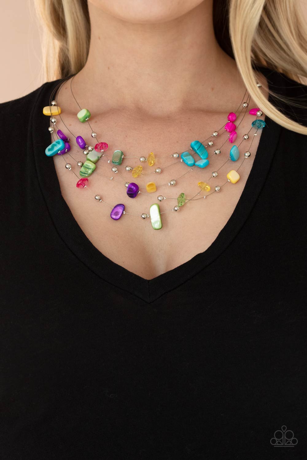 Prismatic Pebbles Multi Necklace - Paparazzi Accessories- lightbox - CarasShop.com - Paparazzi Jewelry by Cara Jewels