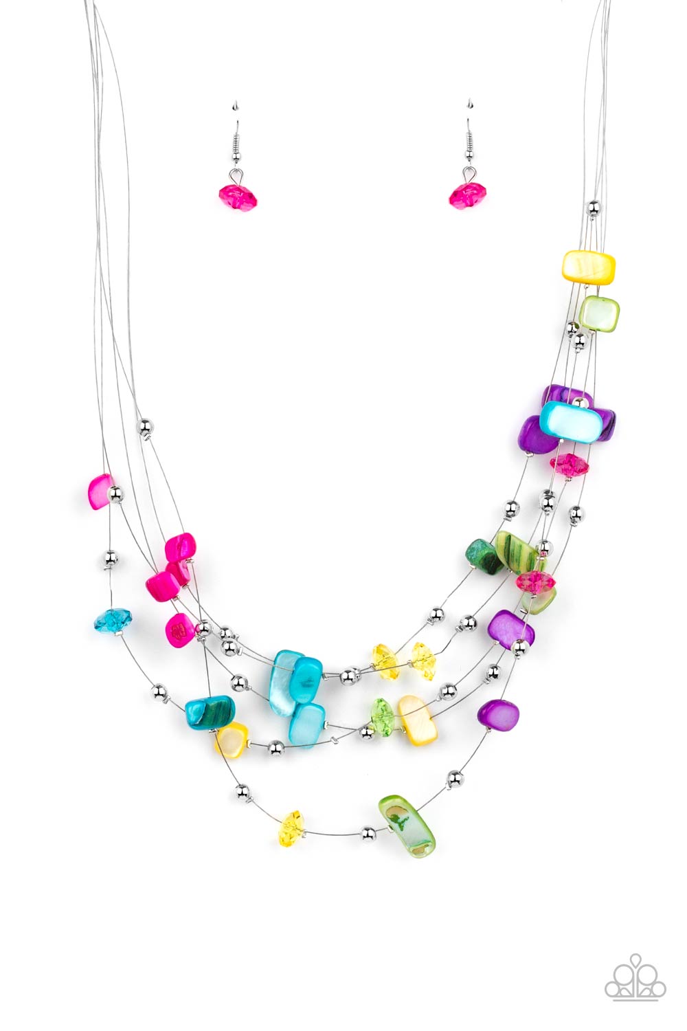 Prismatic Pebbles Multi Necklace - Paparazzi Accessories- on model - CarasShop.com - Paparazzi Jewelry by Cara Jewels