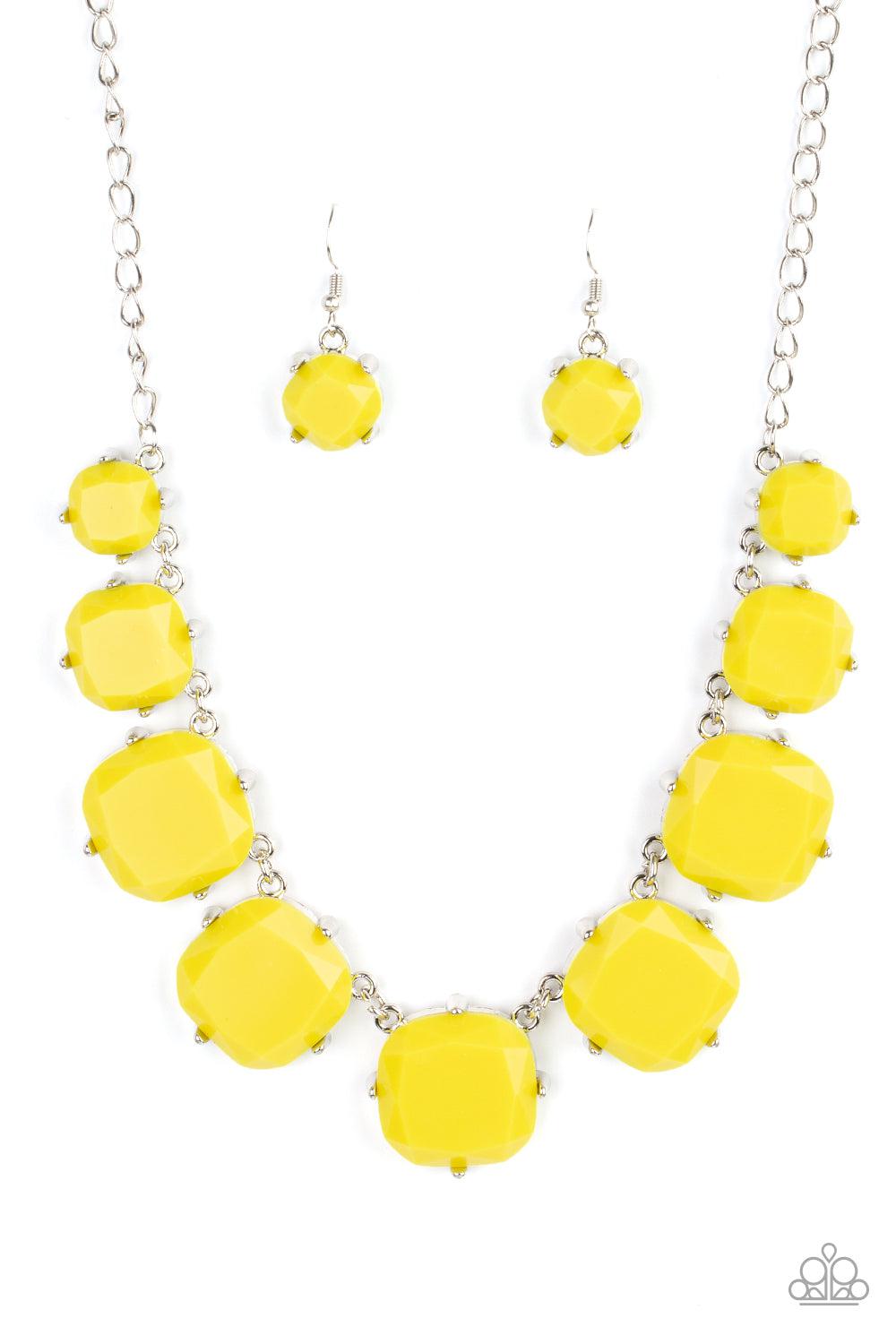 Prismatic Prima Donna Yellow Necklace - Paparazzi Accessories- lightbox - CarasShop.com - Paparazzi Jewelry by Cara Jewels