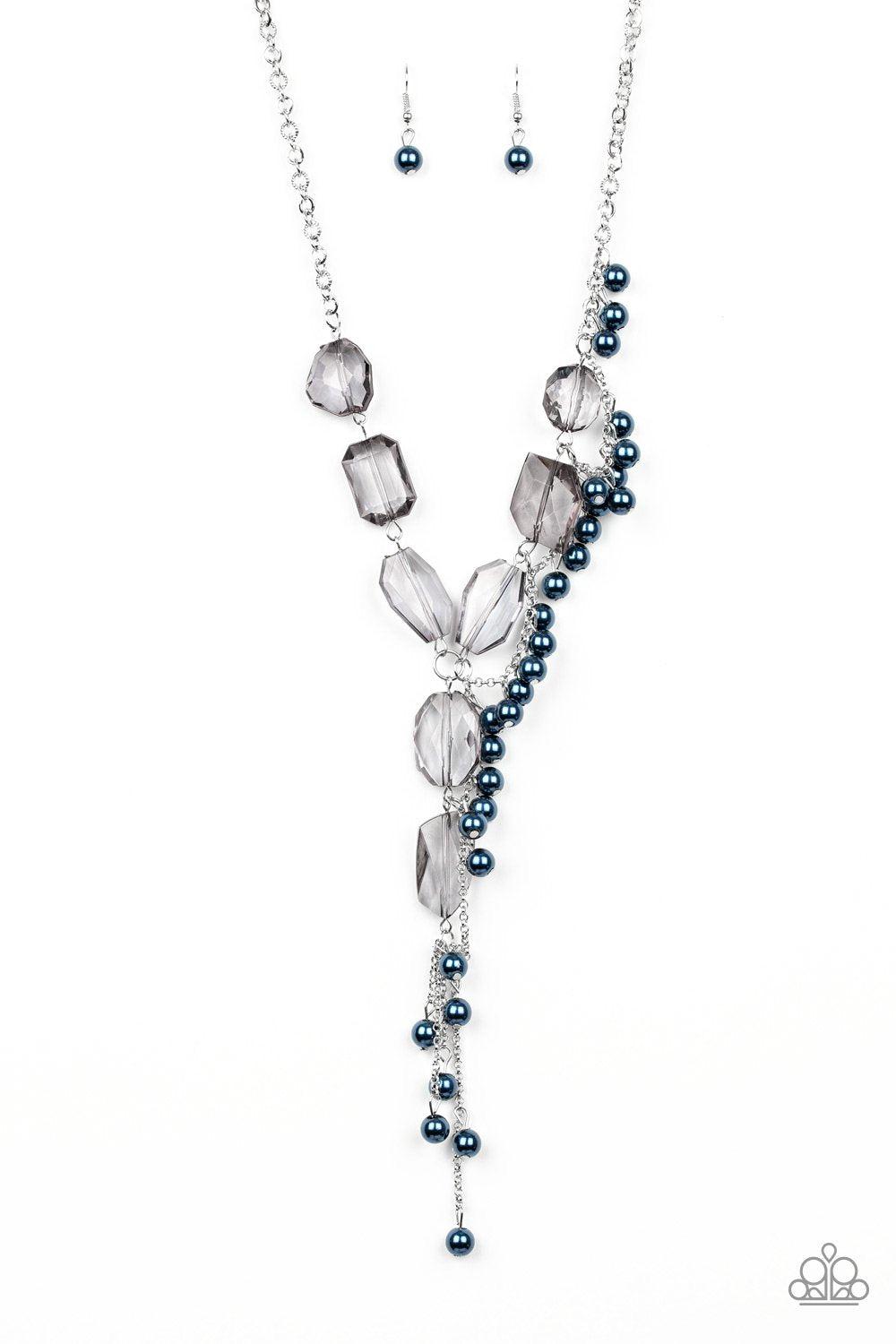 Prismatic Princess Blue Tassel Necklace - Paparazzi Accessories- on model - CarasShop.com - Paparazzi Jewelry by Cara Jewels