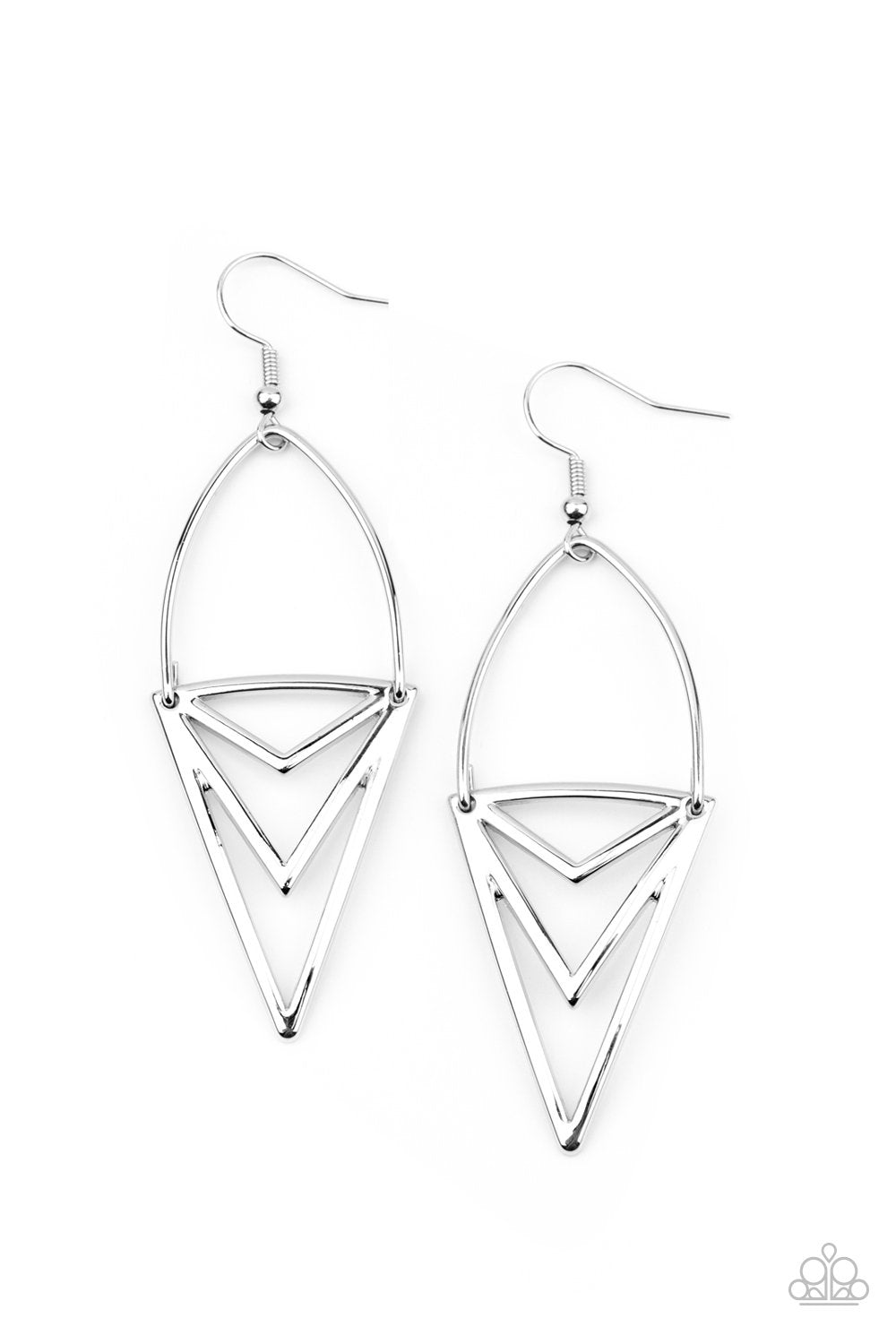 Proceed With Caution Silver Earrings - Paparazzi Accessories- lightbox - CarasShop.com - Paparazzi Jewelry by Cara Jewels