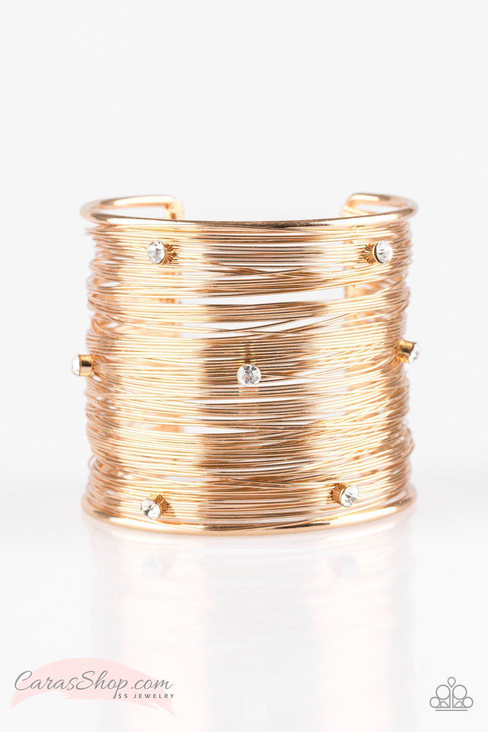 Professional Prima Donna - Gold Cuff Bracelet - Paparazzi Accessories- lightbox - CarasShop.com - Paparazzi Jewelry by Cara Jewels