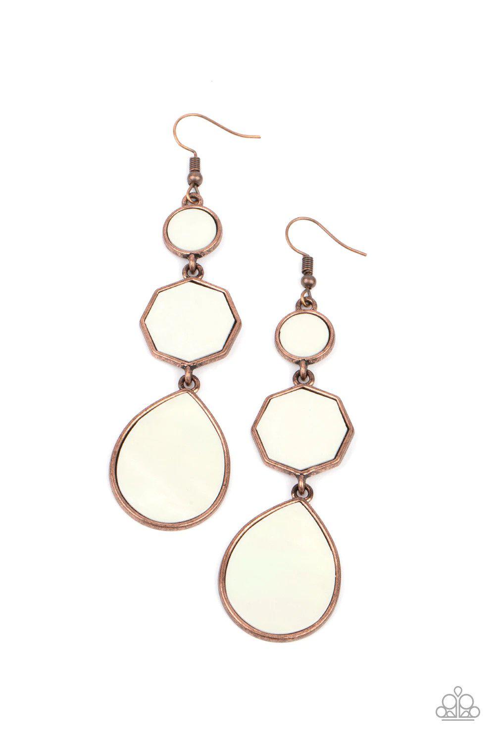 Progressively Posh Copper Earrings - Paparazzi Accessories- lightbox - CarasShop.com - Paparazzi Jewelry by Cara Jewels