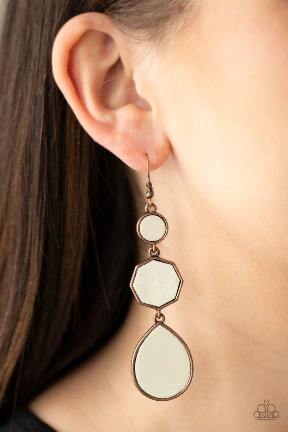 Progressively Posh Copper Earrings - Paparazzi Accessories- lightbox - CarasShop.com - Paparazzi Jewelry by Cara Jewels