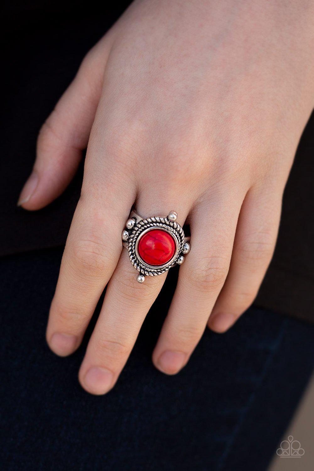 Prone To Wander Red Stone Ring - Paparazzi Accessories- lightbox - CarasShop.com - Paparazzi Jewelry by Cara Jewels