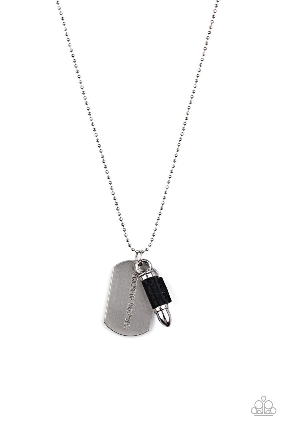 Proud Patriot Black & Silver Bullet Necklace - Paparazzi Accessories- lightbox - CarasShop.com - Paparazzi Jewelry by Cara Jewels