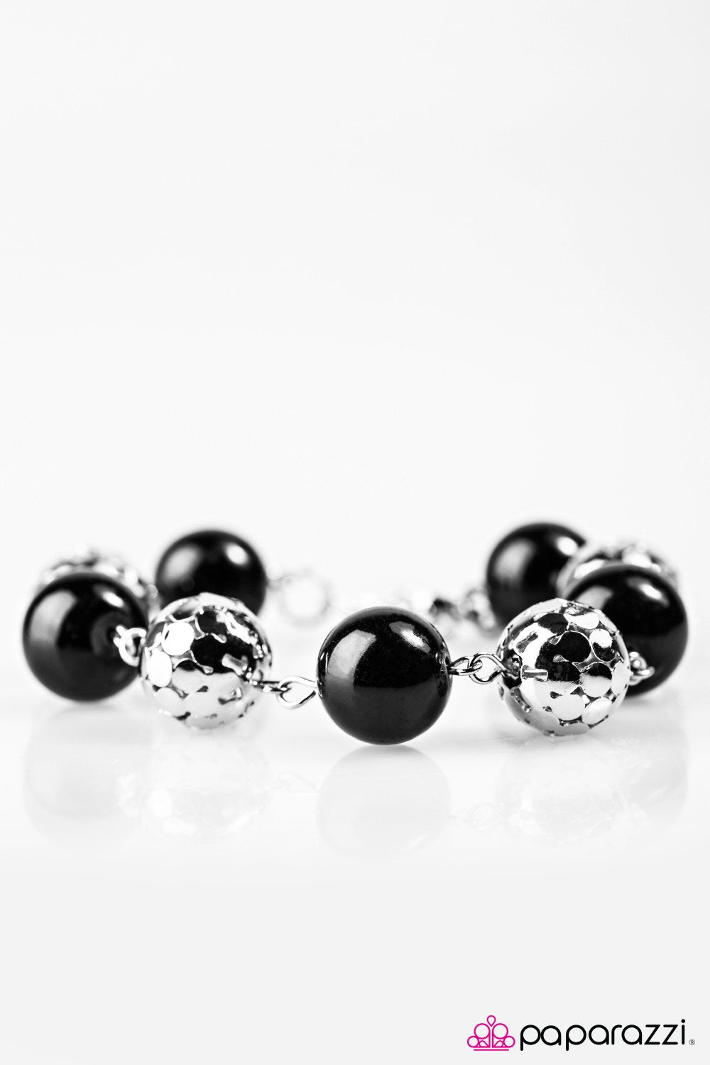 PS I Love You Silver and Black Bracelet - Paparazzi Accessories- lightbox - CarasShop.com - Paparazzi Jewelry by Cara Jewels