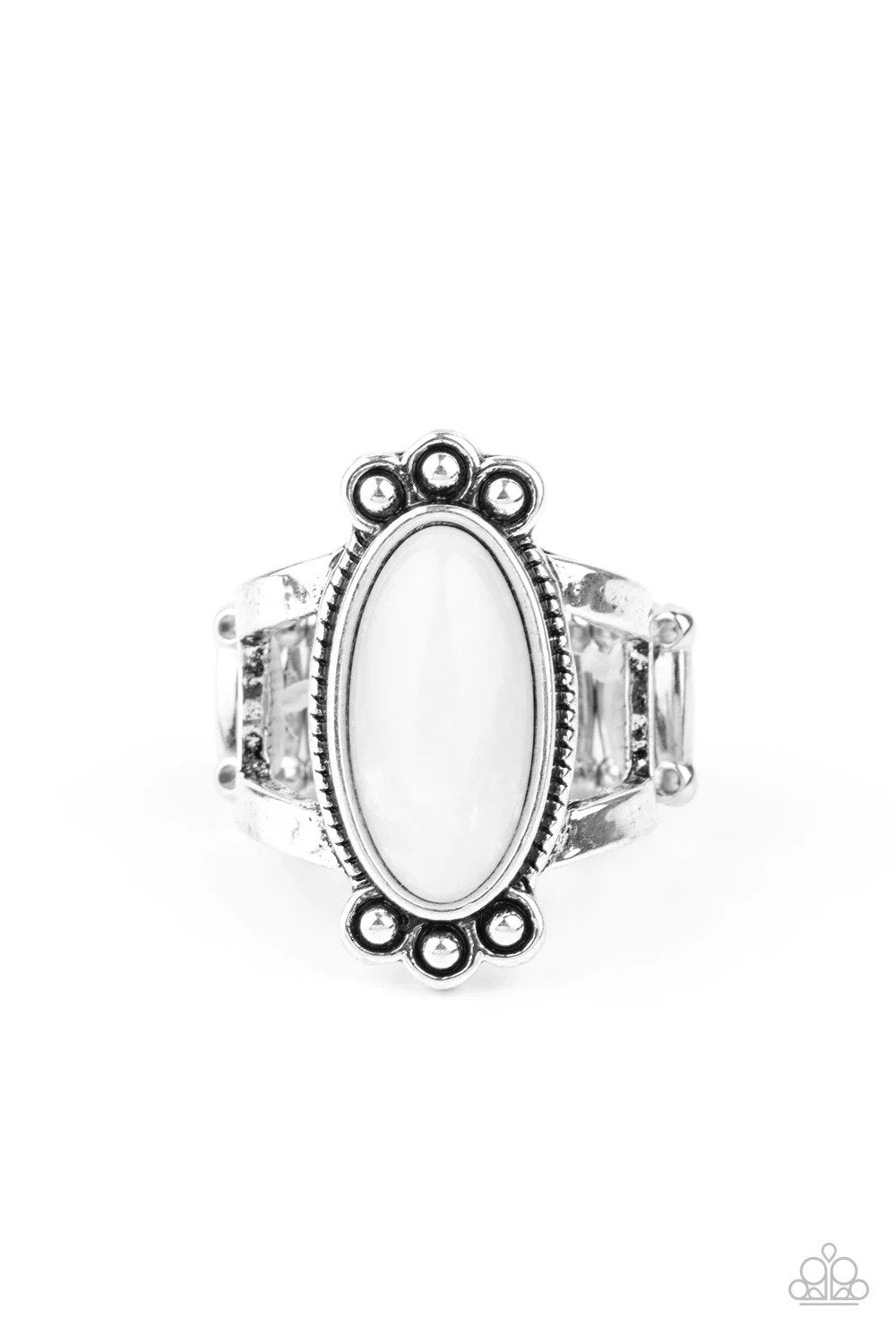 Psychedelic Deserts White Ring - Paparazzi Accessories- lightbox - CarasShop.com - Paparazzi Jewelry by Cara Jewels