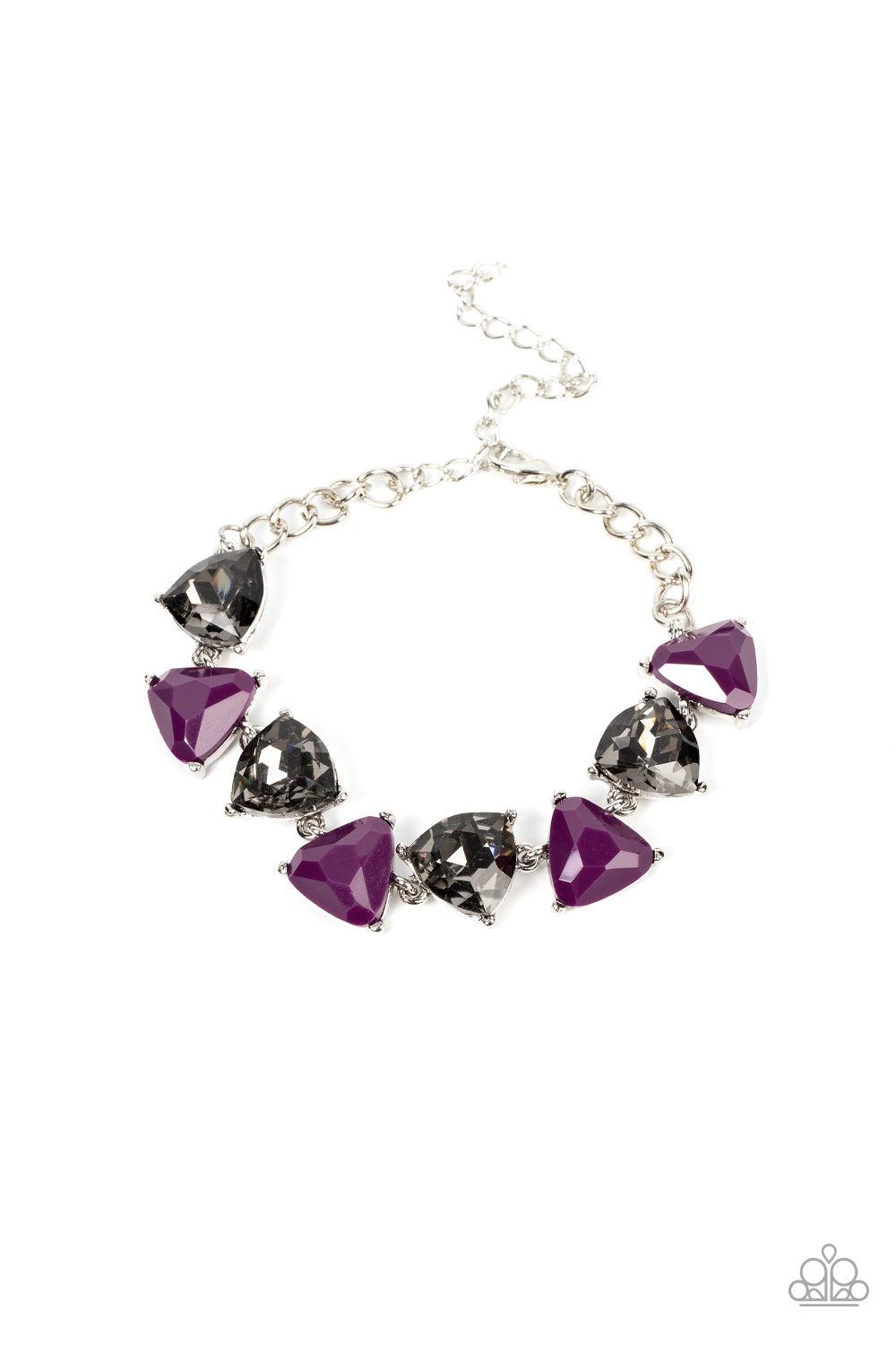 Pumped up Prisms Purple Rhinestone Bracelet - Paparazzi Accessories- lightbox - CarasShop.com - Paparazzi Jewelry by Cara Jewels