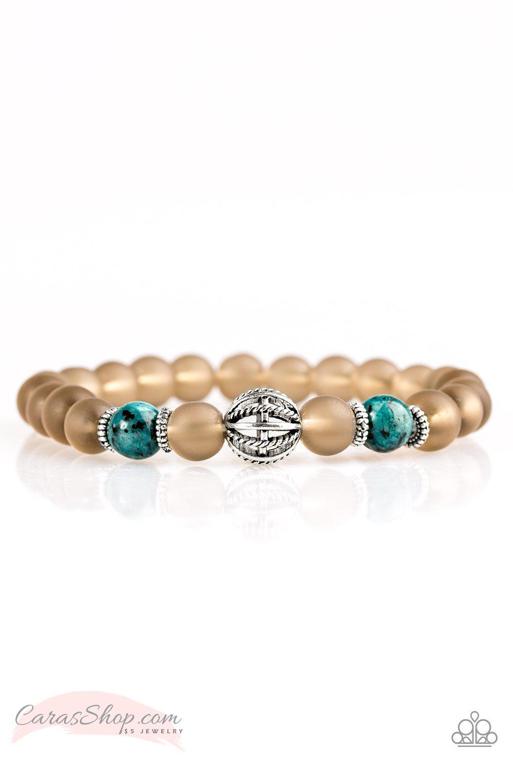 Purity - Brown and Blue Stone Stretch Bracelet - Paparazzi Accessories- lightbox - CarasShop.com - Paparazzi Jewelry by Cara Jewels