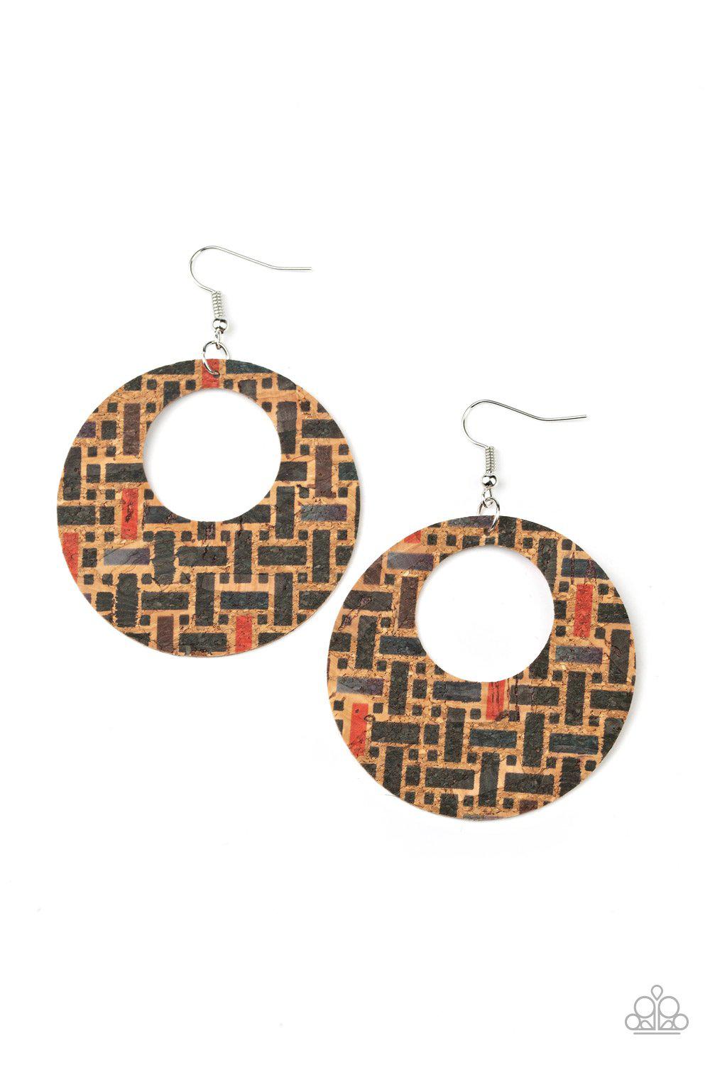 Put A Cork In It Black Earrings - Paparazzi Accessories- lightbox - CarasShop.com - Paparazzi Jewelry by Cara Jewels