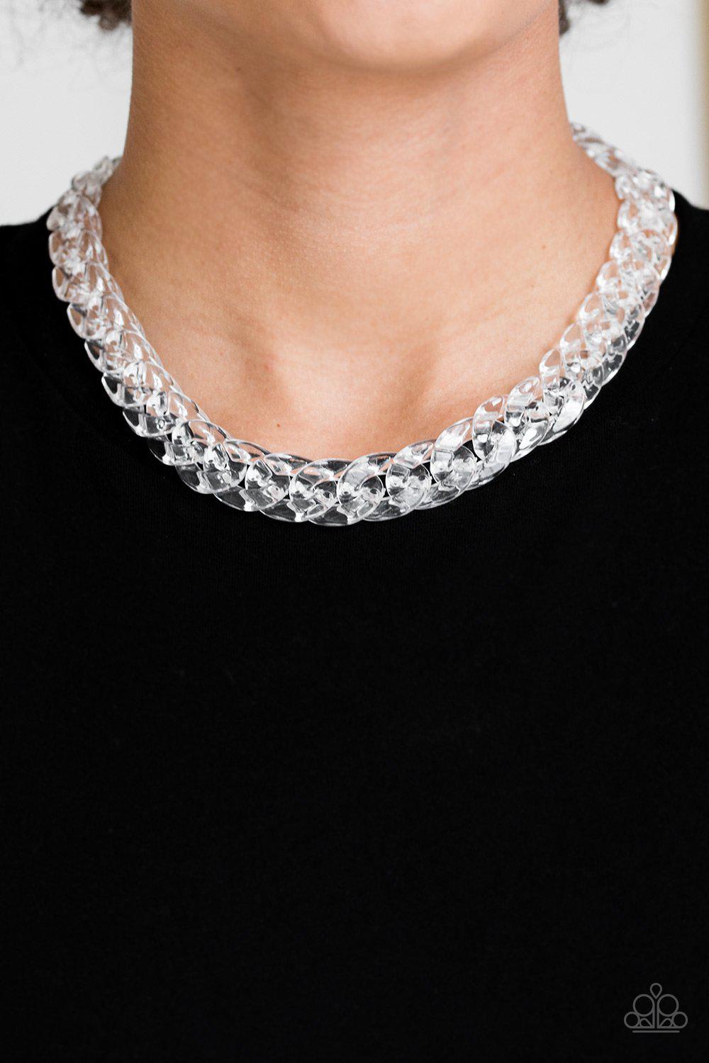 Put It On Ice White Acrylic Necklace - Paparazzi Accessories- lightbox - CarasShop.com - Paparazzi Jewelry by Cara Jewels