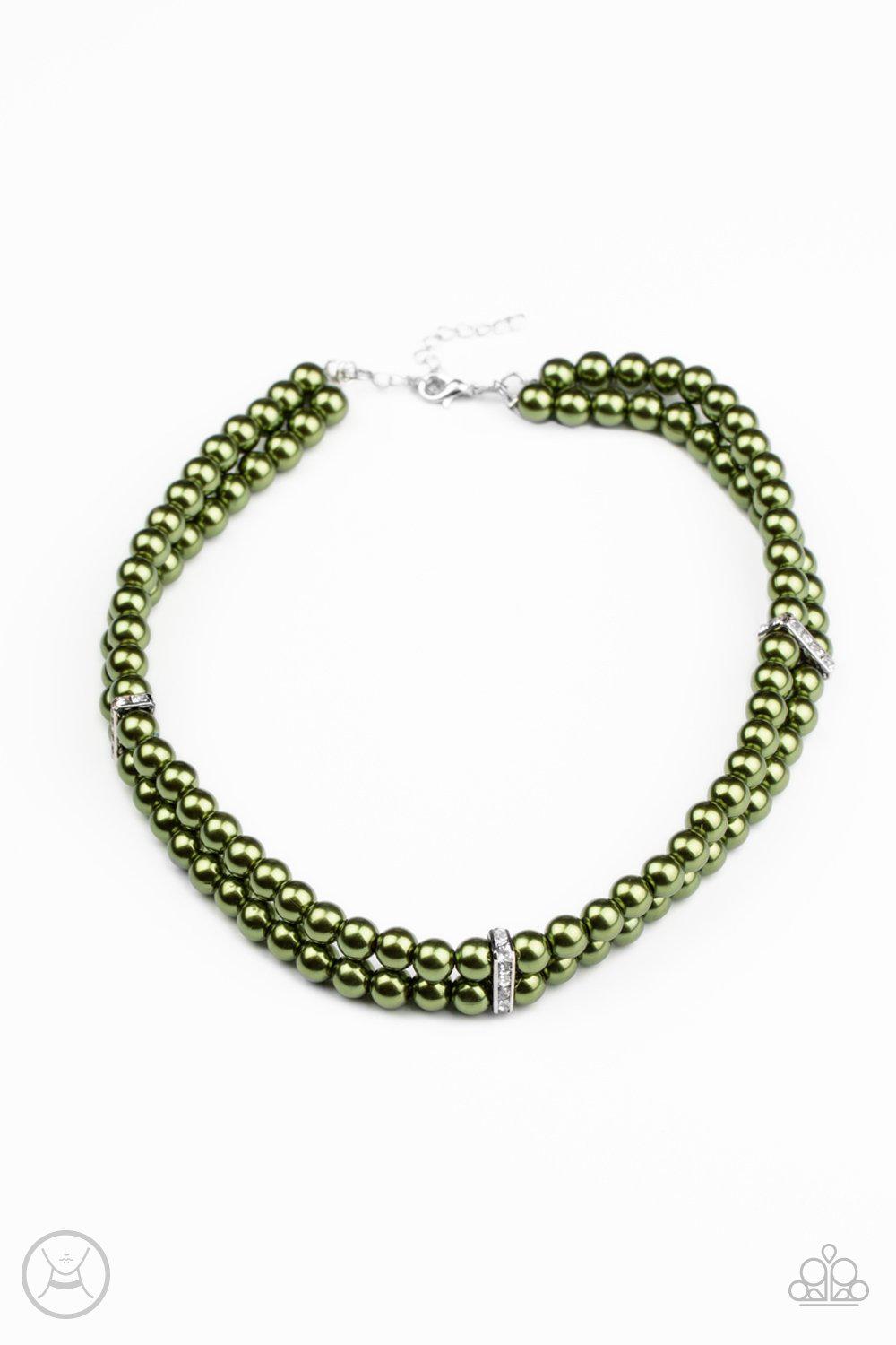 Put On Your Party Dress Green Pearl Necklace - Paparazzi Accessories- lightbox - CarasShop.com - Paparazzi Jewelry by Cara Jewels