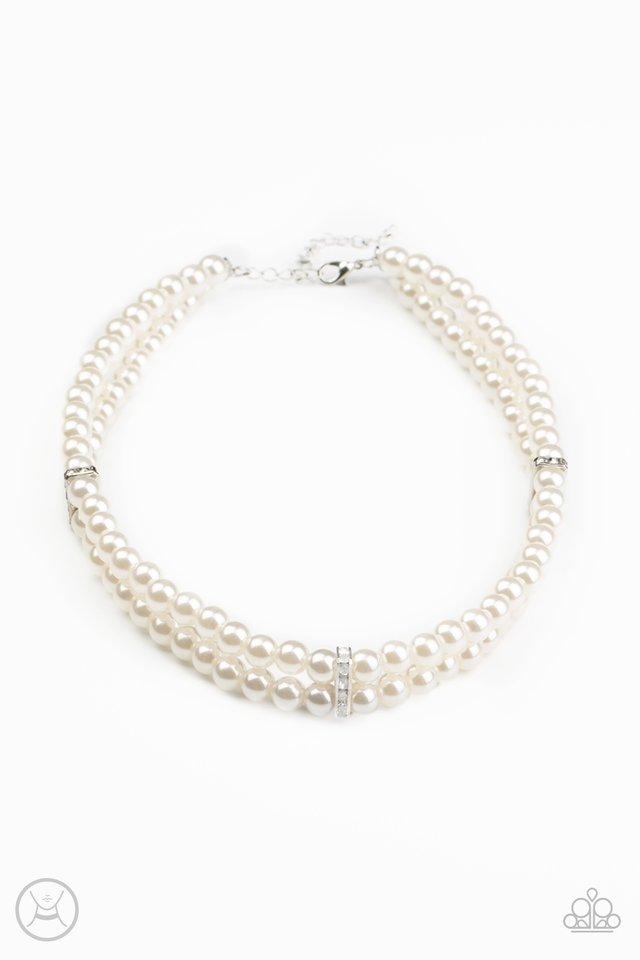 Put On Your Party Dress White Pearl Necklace - Paparazzi Accessories- lightbox - CarasShop.com - Paparazzi Jewelry by Cara Jewels