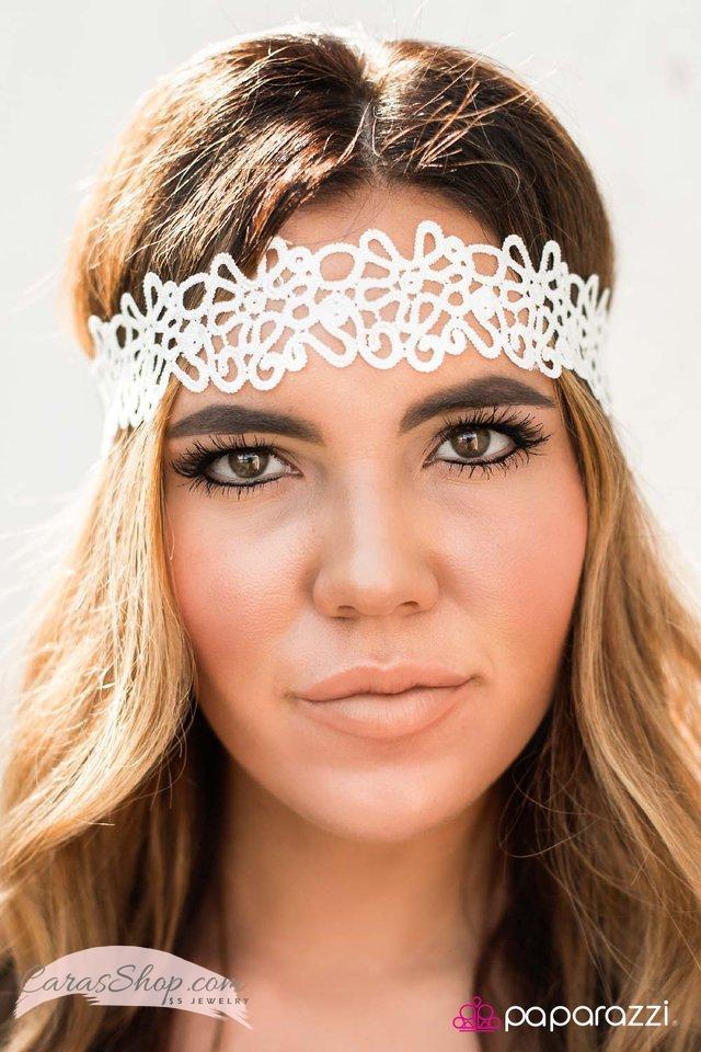 Queen Anne's Lace - White Hippie Headband - Paparazzi Accessories- lightbox - CarasShop.com - Paparazzi Jewelry by Cara Jewels