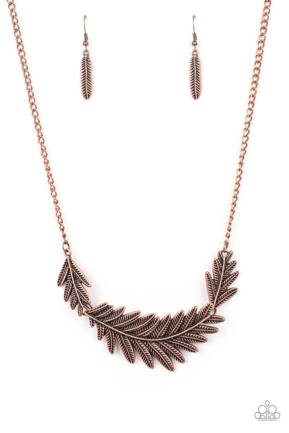 Queen of the QUILL Copper Feather Necklace - Paparazzi Accessories- lightbox - CarasShop.com - Paparazzi Jewelry by Cara Jewels