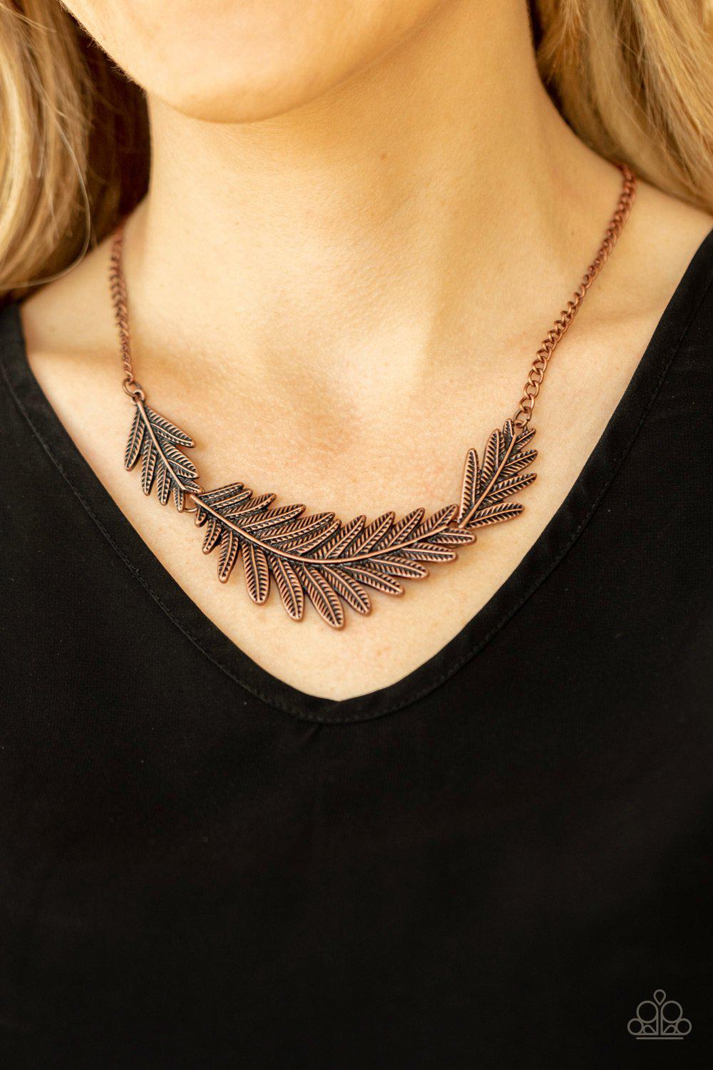 Queen of the QUILL Copper Feather Necklace - Paparazzi Accessories- lightbox - CarasShop.com - Paparazzi Jewelry by Cara Jewels