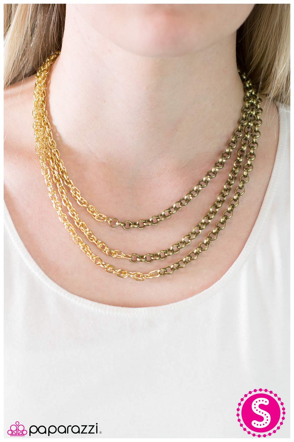 Quicksand Gold and Brass Chain Necklace - Paparazzi Accessories- lightbox - CarasShop.com - Paparazzi Jewelry by Cara Jewels
