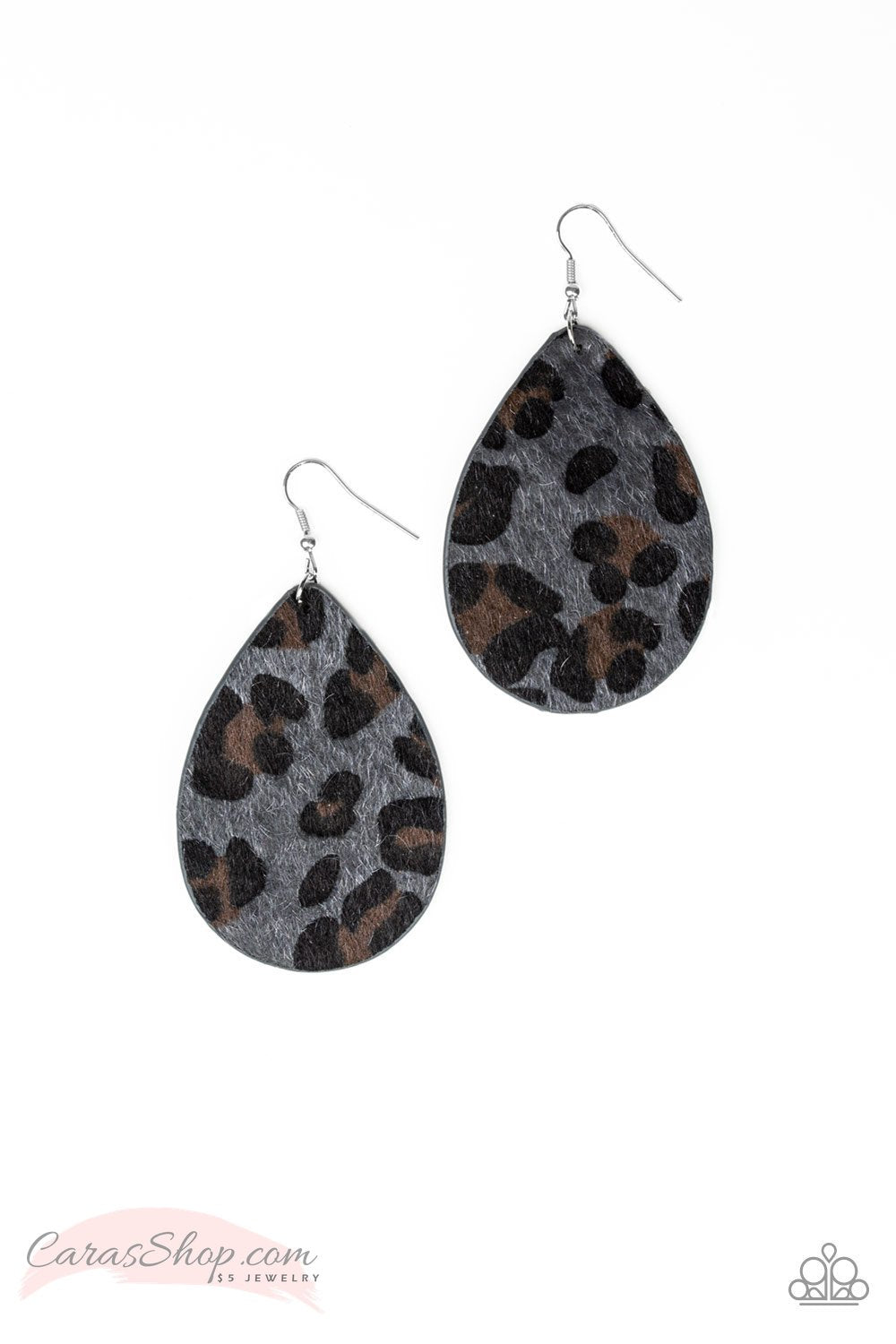 Ra, Ra, Roar Silver Animal Print Earrings - Paparazzi Accessories- on model - CarasShop.com - Paparazzi Jewelry by Cara Jewels